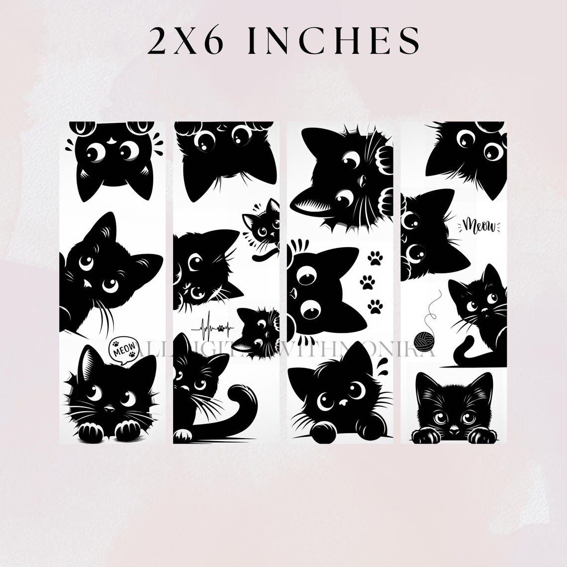 Printable Cat Lover Bookmark Set Cat Motif Bookmarks Digital Download ...