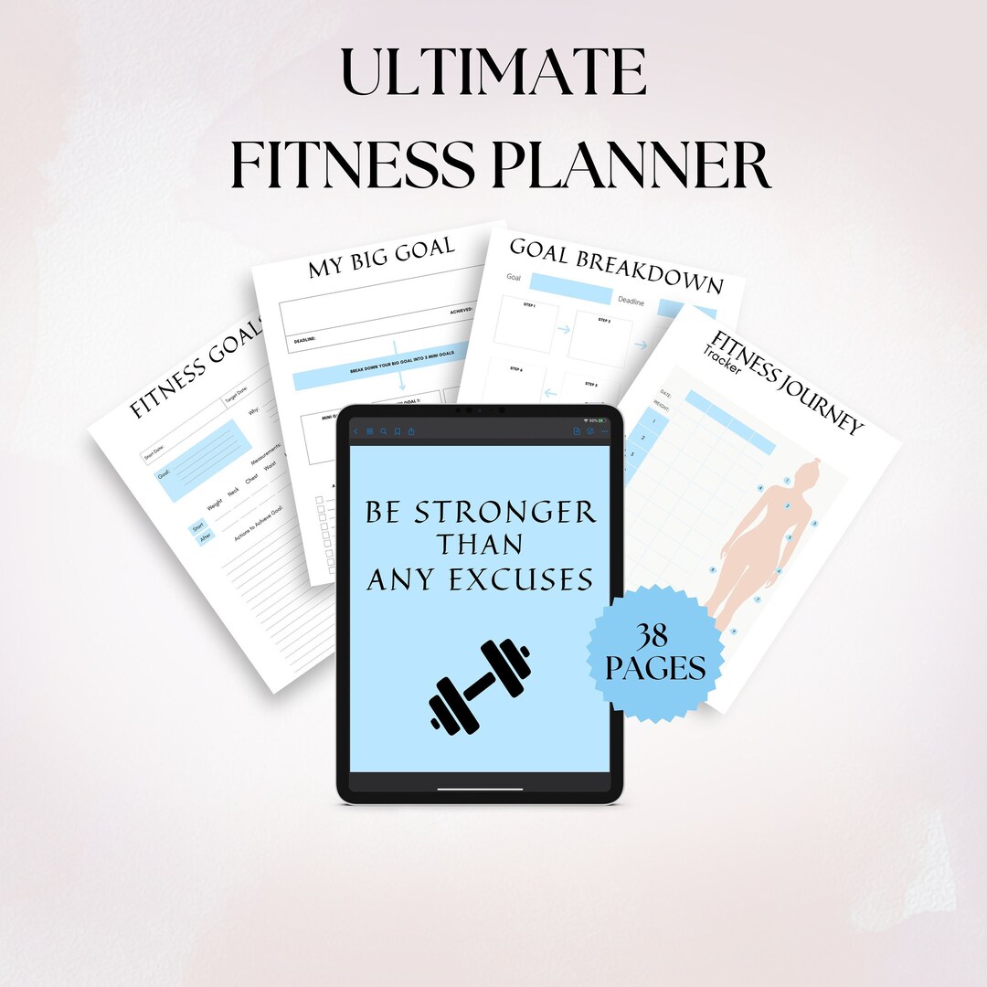 Fitness Planner Digital Download 38 Pages BUNDLE Weight Loss Tracker ...