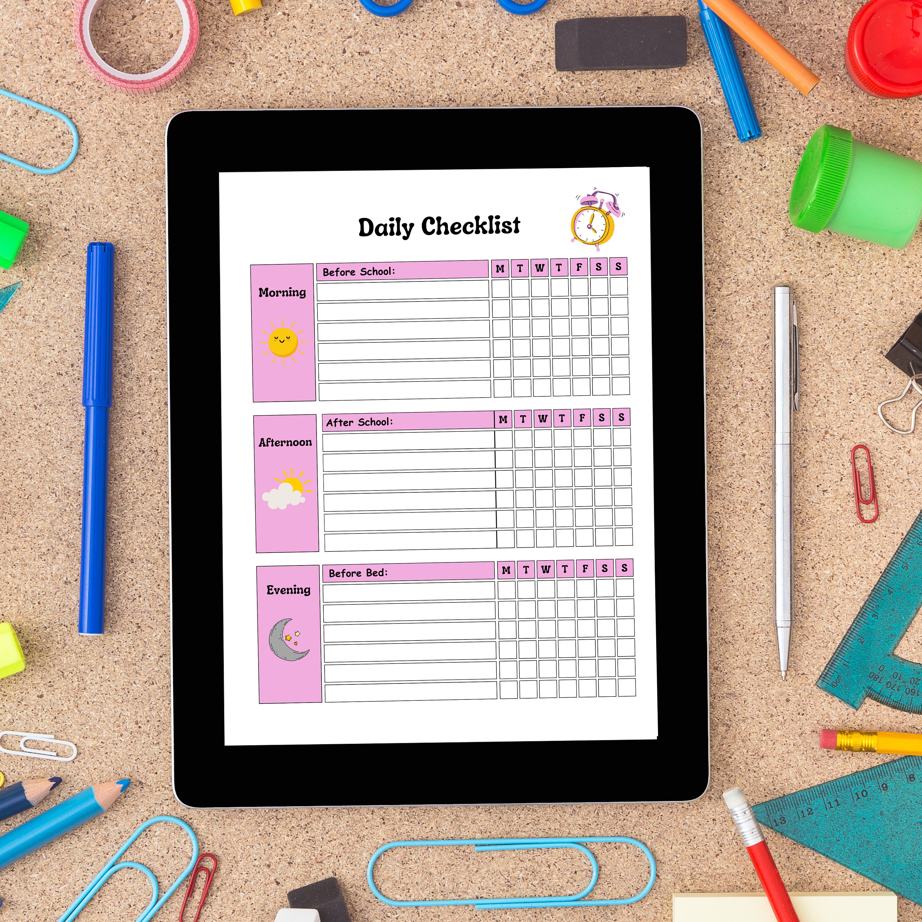 Printable Daily Checklist for Girls, Back to School Chores Digital ...
