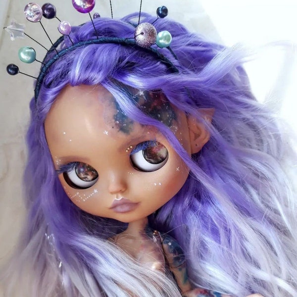Galaxy headband for blythe doll. Space crown for blythe.Headdress, clothes, tiara, blythe accessories