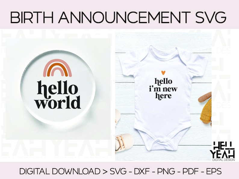 Baby Announcement SVG | Baby Milestone Discs | Hello World Svg | Birth ...