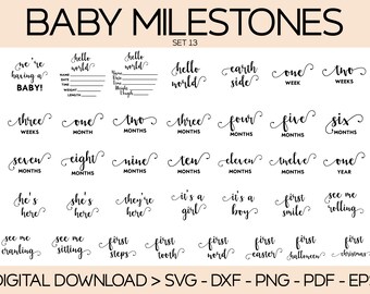 Baby Milestone Bundle SVG Baby Announcement Svg Hello World Svg Birth ...