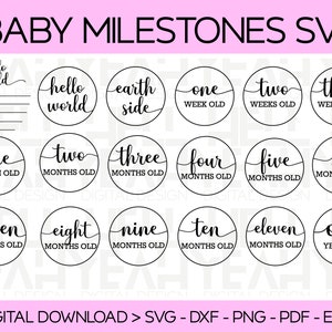 Rondas de hitos del bebé svg / anuncio del bebé svg / hola mundo svg / estadísticas de nacimiento svg / disco del bebé svg / signo del recién nacido svg / bebé svg