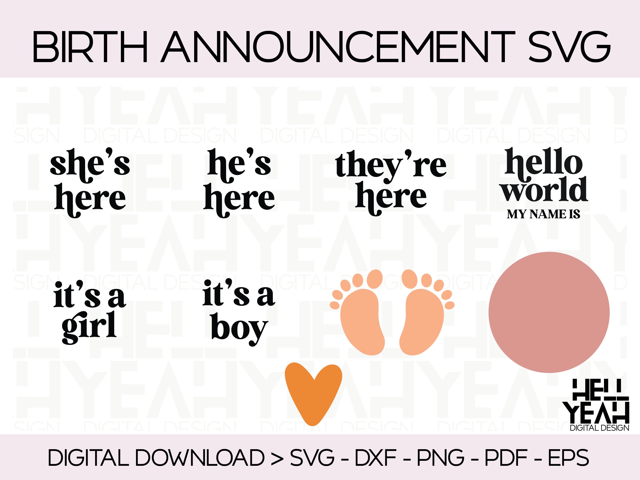 Baby Announcement SVG | Baby Milestone Discs | Hello World Svg | Birth ...