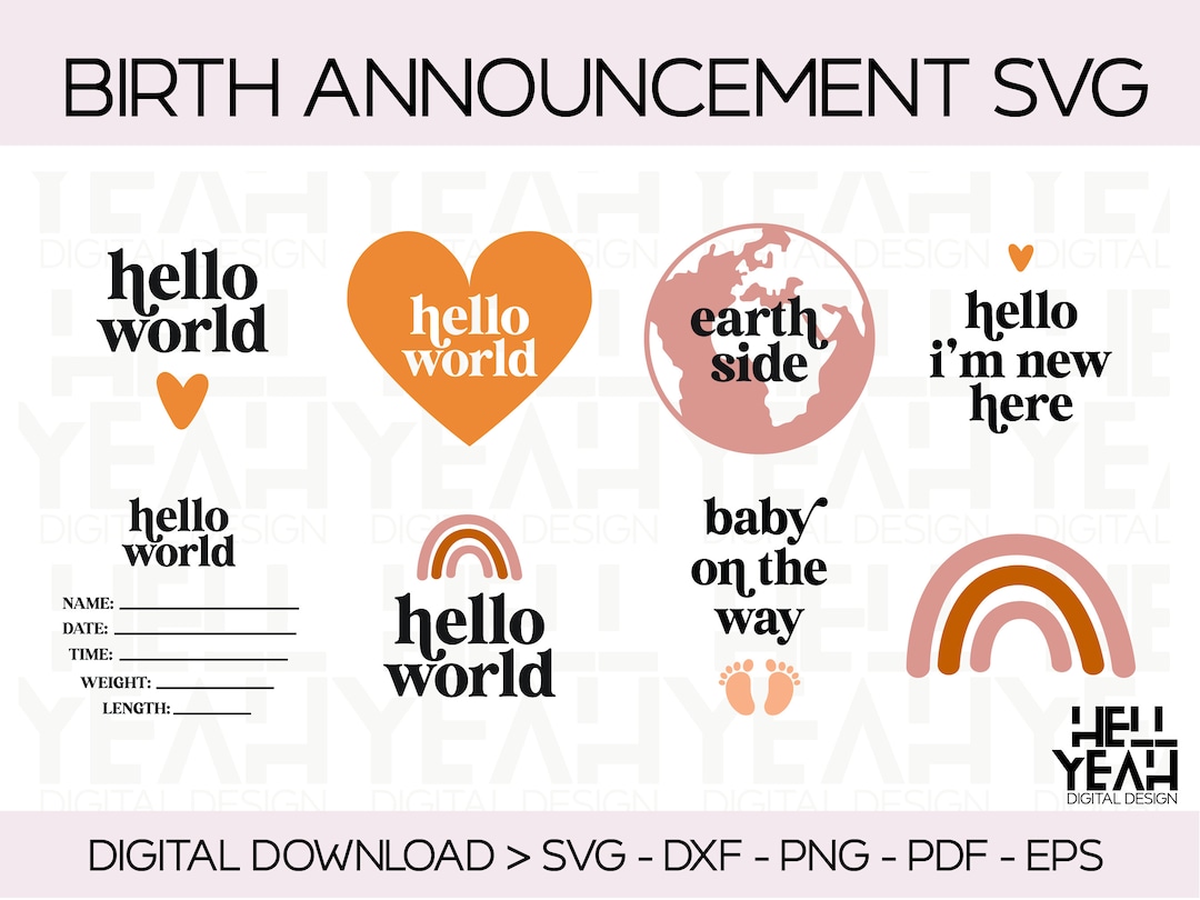 Baby Announcement SVG | Baby Milestone Discs | Hello World Svg | Birth ...