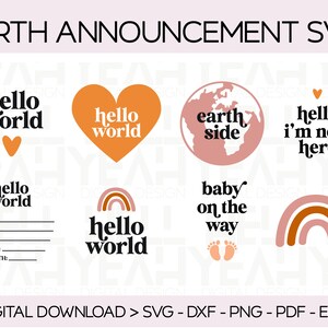 Baby Ankündigung SVG | Baby Meilenstein Scheiben | Hello World svg | Geburt Stats svg | Baby svg | Neugeborene | Regenbogen svg | Erdseite | Geschnittene Dateien