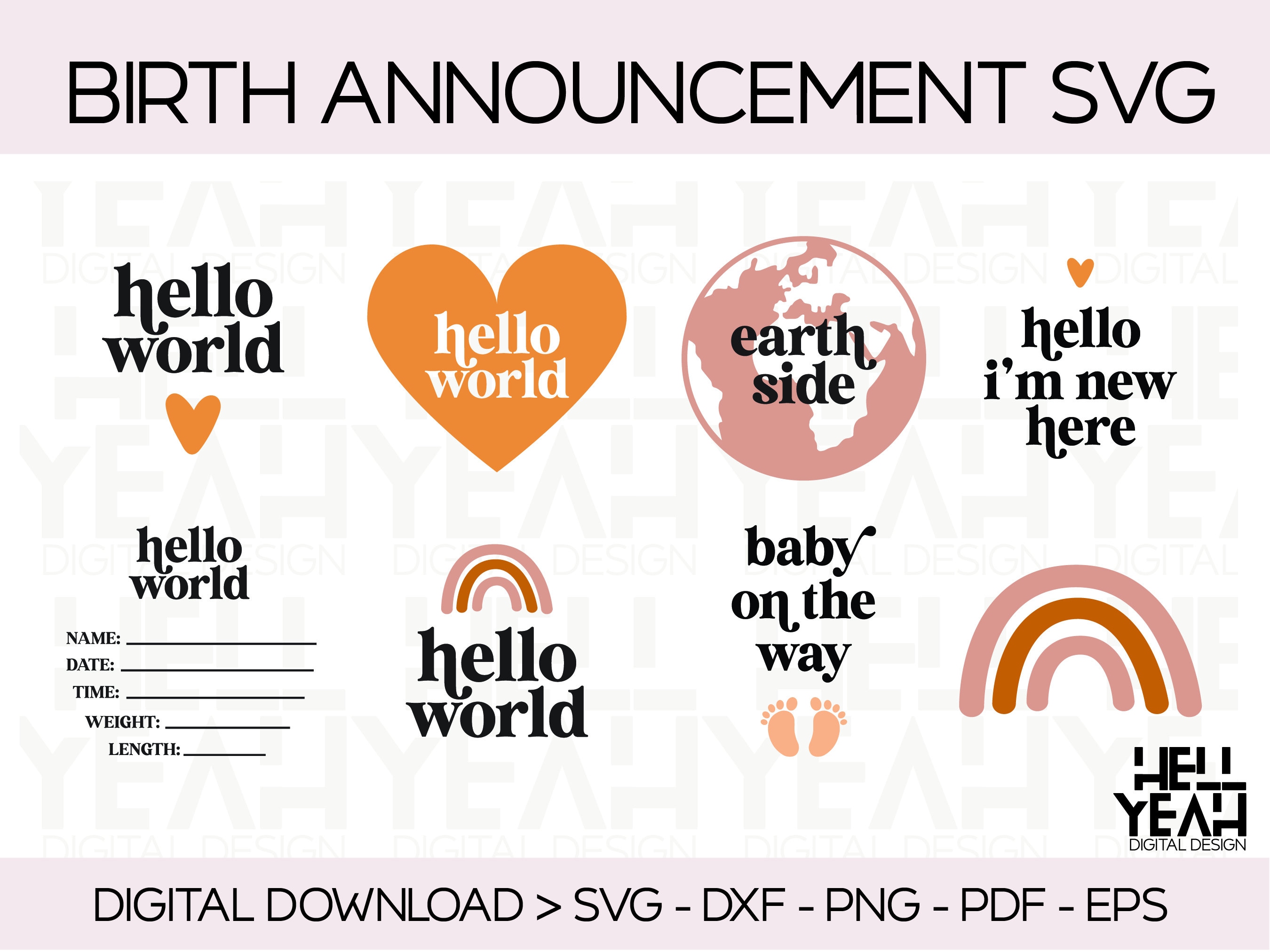 Baby Announcement SVG | Baby Milestone Discs | Hello World Svg | Birth ...
