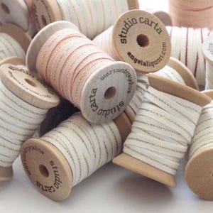 1/4" Metallic Line Tight Weave Cotton Ribbon by Studio Carta - 5 yard Spool