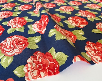 Blooms in Navy / Early Bird / Bonnie & Camille / Moda / 1/2 Yard and 1 Yard Increments
