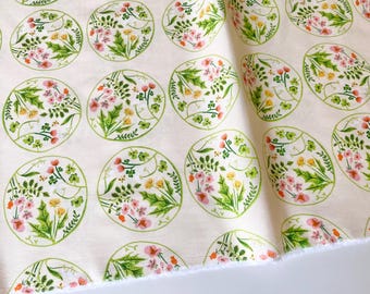 Floral Wreaths in Cream / Studio Edit / Heather Ross / Windham Fabrics / 1/2 Yard and 1 Yard Increments