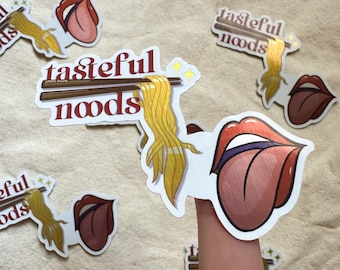 Tasteful Noods Sticker, Ramen Noodle Pull Food Pun Sticker, Food Humor Sticker