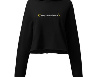 過剰刺激型ADHD/自閉症/auDHD刺繍入りクロップドパーカー、メンタルヘルスユーモアパーカー