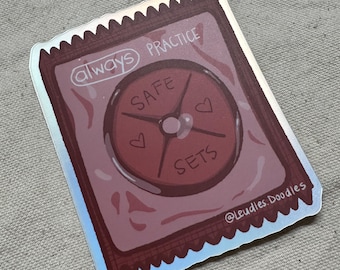 Pegatina "Practiquen series seguras", pegatina de fitness, pegatina con humor para el gimnasio, regalo para chicas que levantan pesas (holográfica)