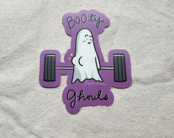 Boo-ty Ghouls Sticker (Matte), Gym Girl Sticker, Fitness Humor Sticker