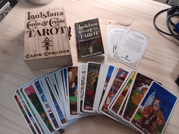 Louisiana Cajun & Creole Tarot - 78 card deck - standard size 2.75 x 4.75in (70x120mm) on premium 330gsm black core cardstock LIMITED PRINT