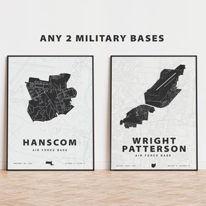 Impresión de mapa de base militar personalizada - Conjunto de 2