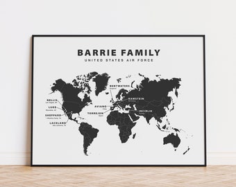 Custom military family map print