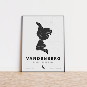 Impresión del mapa de la Base de la Fuerza Espacial Vandenberg