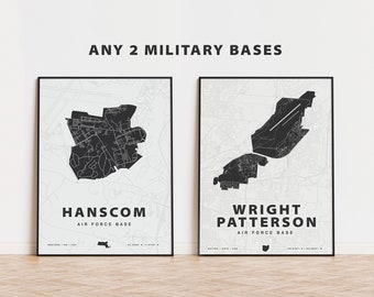Custom Military Base map print - Set of 2
