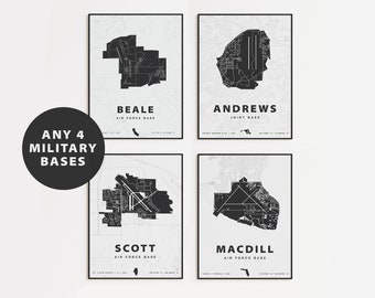 Custom Military Base map print - Set of 4
