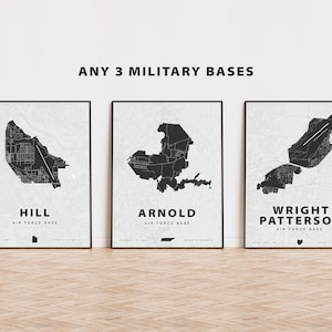 Impresión de mapa de base militar personalizada - Conjunto de 3