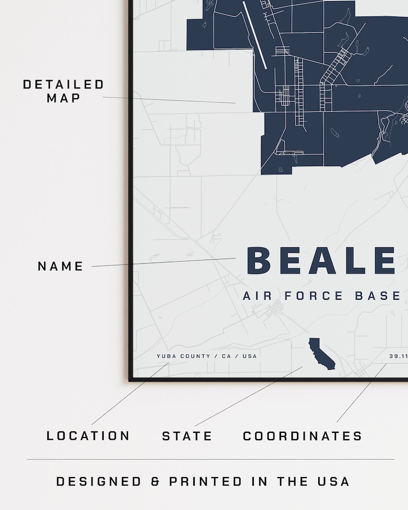 Beale Air Force Base Map Print - Etsy