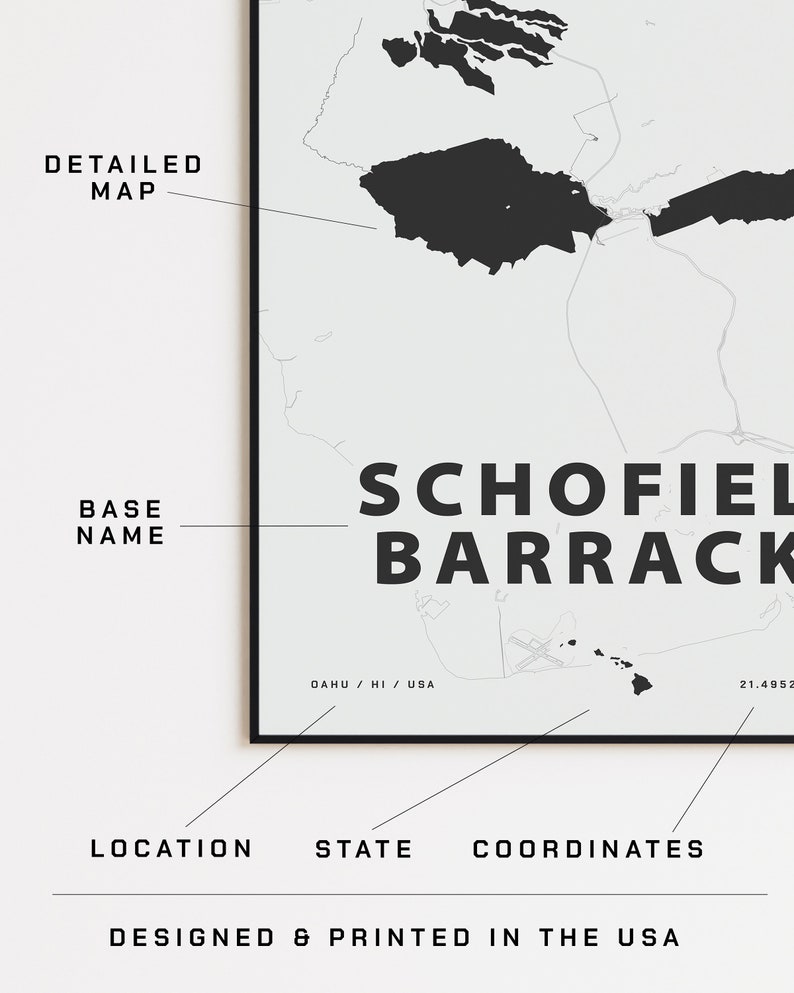 Schofield Barracks Map Print U.S. Army Etsy