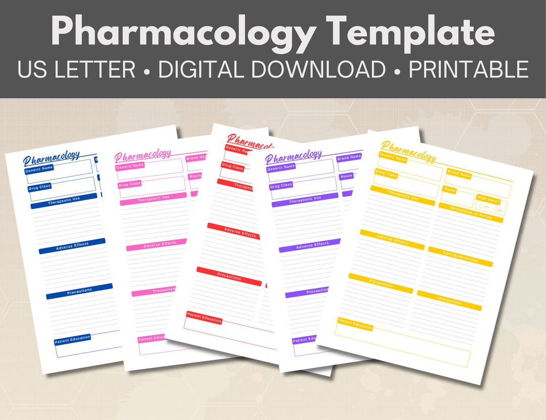 Printable Pharmacology Template: Instant Digital Download - Etsy