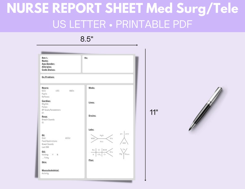 printable-nurse-report-sheet-instant-digital-download-letter-etsy-israel