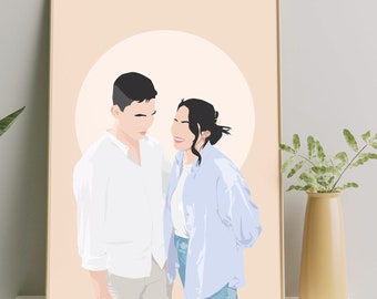 Retrato digital sin rostro, retrato personalizado, retrato de pareja, ilustración personalizada, retrato de foto, retrato de familia personalizado, regalo familiar