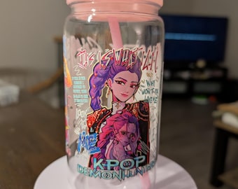 Personalized plastic mug featuring the K-pop warriors, a gift for fans, a fun K-pop gift