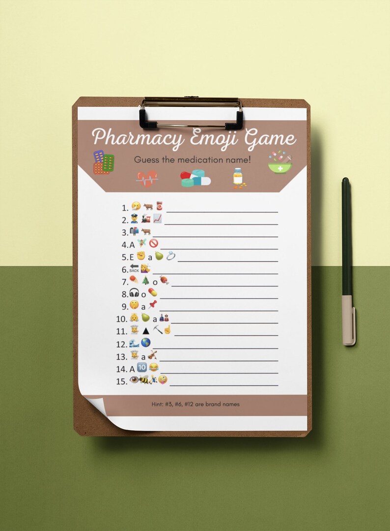 Pharmacy Emoji II Game, Pharmacist, Medications, Pharmacy Technician
