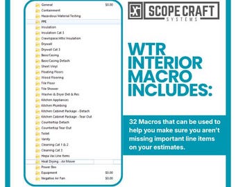 Paquete de macros para estimación de interiores de mitigación de agua de Xactimate