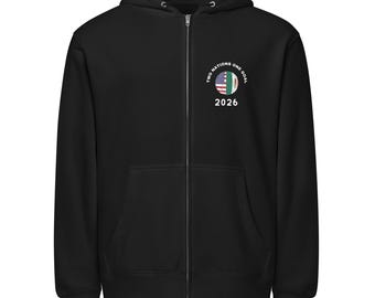 Two Nations One Goal 2026 Zip Hoodie, USA Mexico Soccer Hoodie, Football Fan Zip Up Hoodie, World Cup 2026 Fan Gear, Unisex Sports Hoodie
