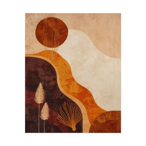 Boho Abstract Art Print: Earthy Minimalist Home Decor