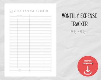 Monthly Expense tracker pdf, Printable Finance tracker, manage your monthly expenses.