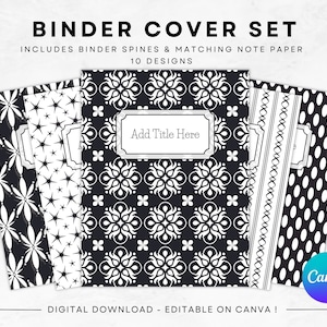 Binder Cover Set with Note Paper | Edit on Canva, Download, Print | Great for Teachers & Students | PDF Files Included | US Letter