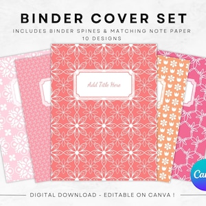Binder Cover Set with Note Paper | Edit on Canva, Download, Print | Great for Teachers & Students | PDF Files Included | US Letter