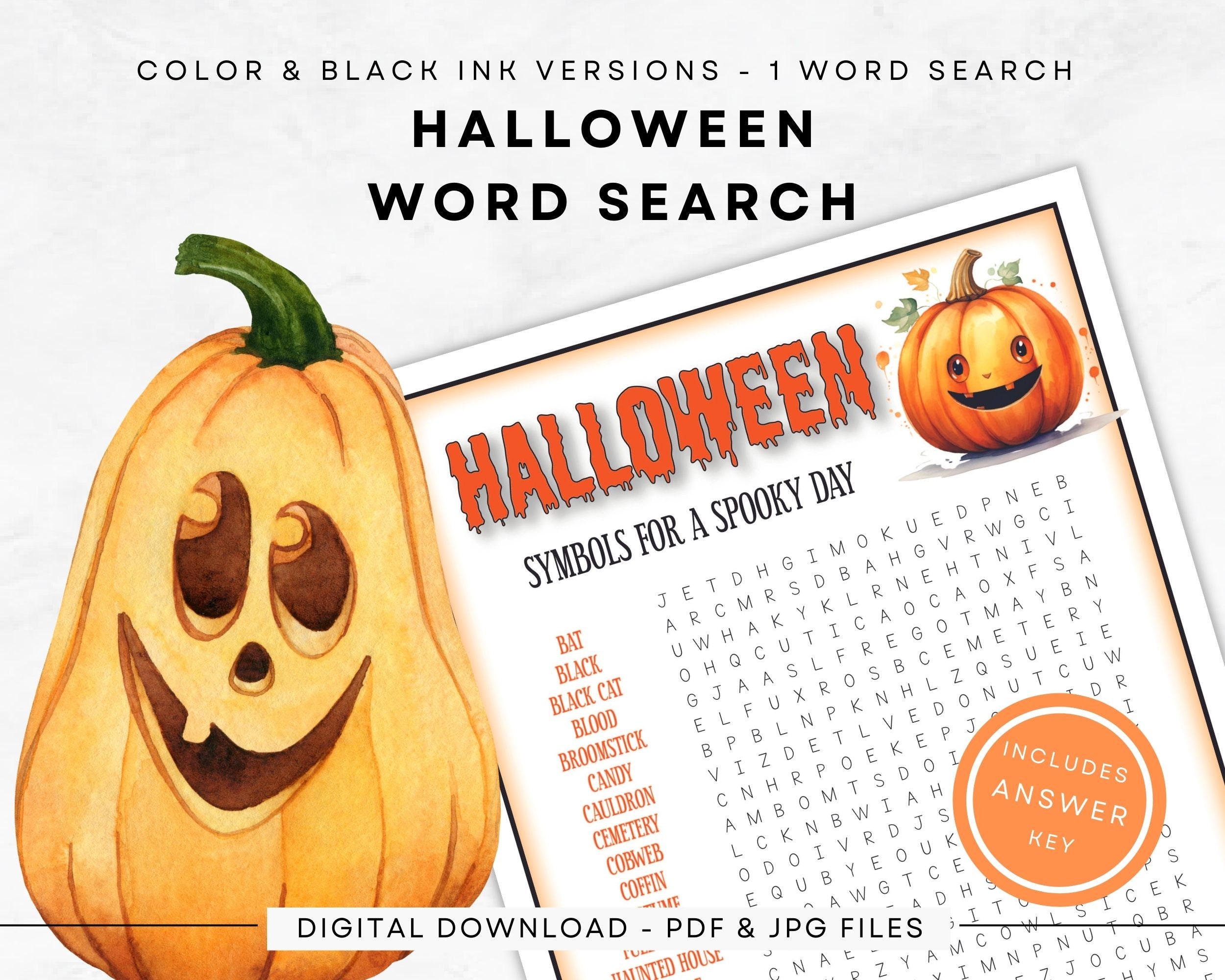 Halloween Word Search Puzzle: Printable Party Game (PDF & JPG) - Etsy