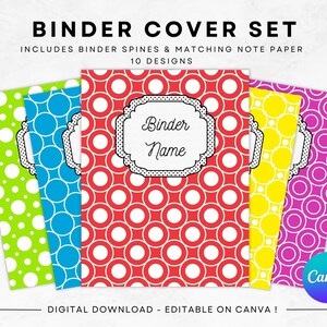 Binder Cover Set with Note Paper | Edit on Canva, Download, Print | Great for Teachers & Students | PDF Files Included | US Letter
