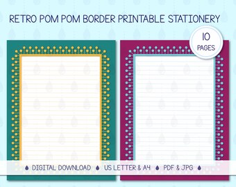 Printable Stationery, Abstract Letter Writing Paper, Boho Midcentury, Lined Unlined, A4 US ...