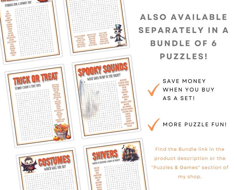 Halloween Word Search Puzzle: Printable Party Game (PDF & JPG) - Etsy