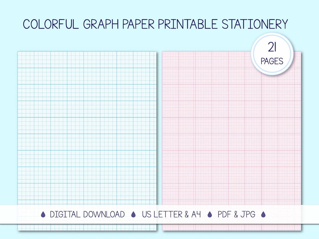Printable Graph Paper in Multiple Colors | Grid Paper for Instant ...