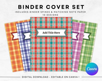 Plaid Binder Cover Set | Printable School Organizer (PDF Files)