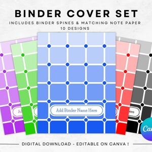 Binder Cover Set with Note Paper | Edit on Canva, Download, Print | Great for Teachers & Students | PDF Files Included | US Letter