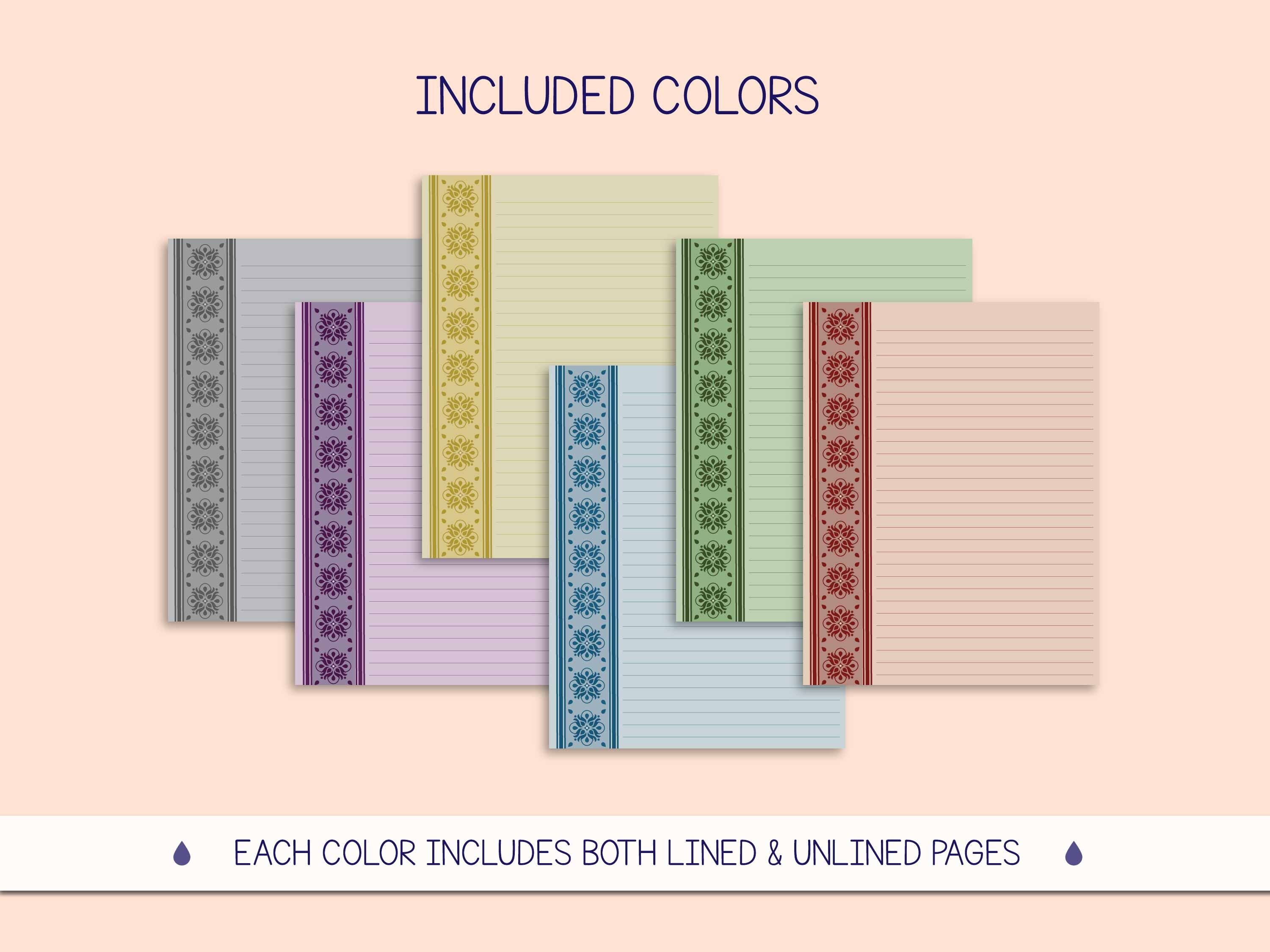 Printable Stationery | Writing Paper for Instant Download in Multiple ...