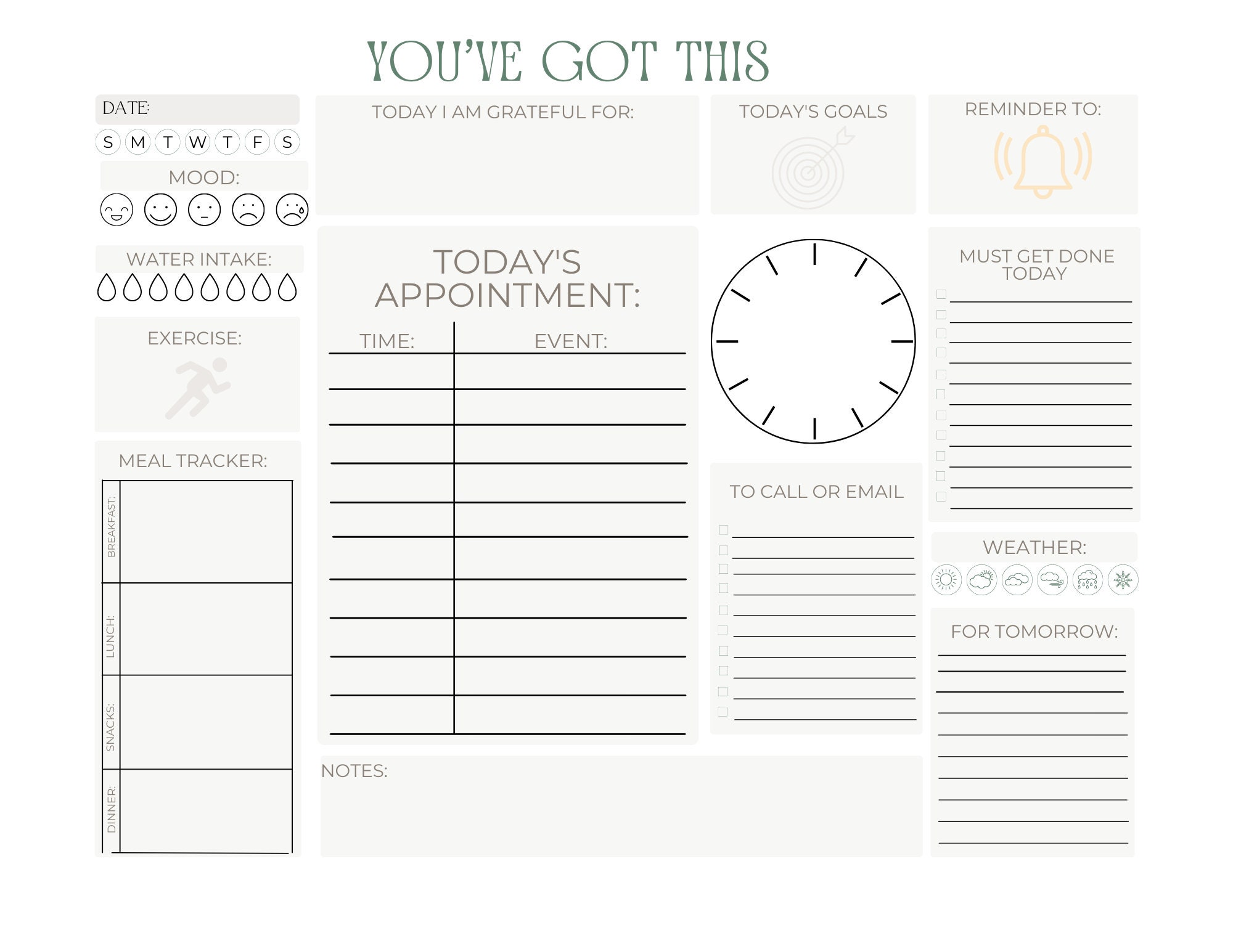 Daily Planner, Landscape Printable, Digital Planner, Downloadable ...