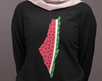 Watermelon Palestine Map - Free Palestine - Crewneck Sweatshirt