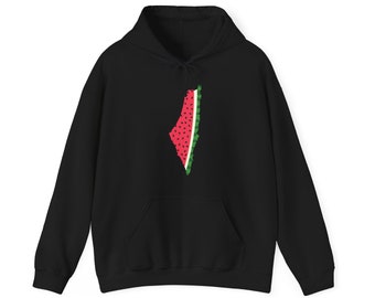 Watermelon Palestine Map: Embracing Palestinian Colors Hoodie