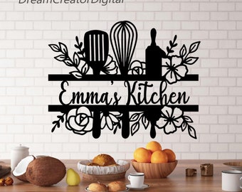 Personalized Kitchen Metal Sign,Baking Sign,Kitchen Wall Art For Mom,Family Kitchen Sign, Kitchen Decor,Housewarming Gift,Baker Name Sign